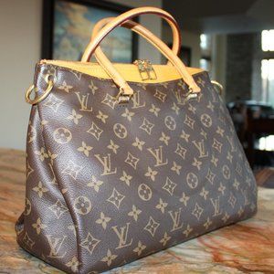 Authentic LOUIS VUITTON $2,490 Pallas MM Safran Bag Purse Tote Monogram Leather